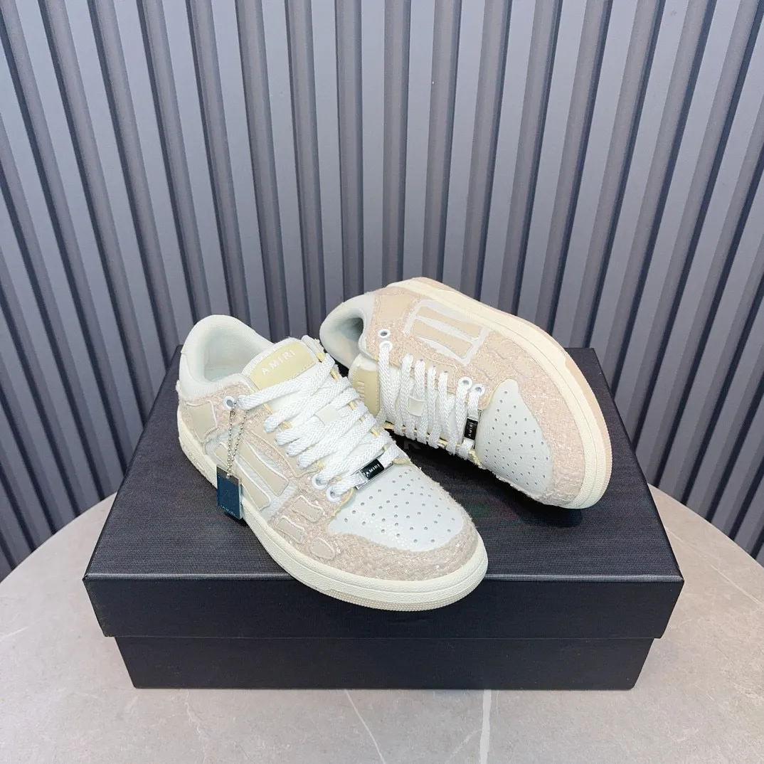 Men's men's shoes 💰600 AMIRI high street sneakers with bone sports shoes, toe layer cowhide upper, upper side bones, hand-stitched, good three-dimensional effect, customized metal LOGO, size 38-45 46